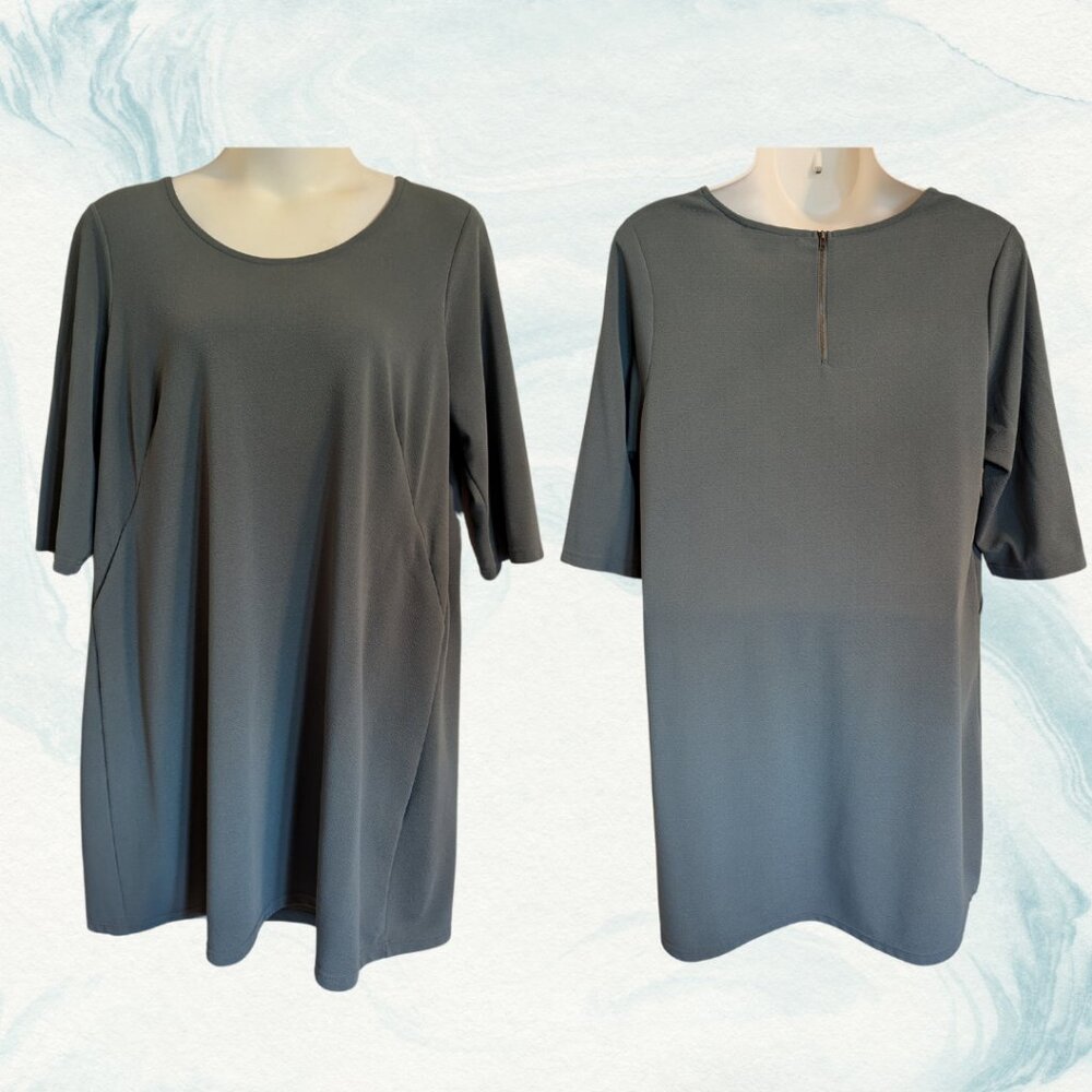 Dusty Sage Green JunaRose Shift Dress with Pockets - 3X